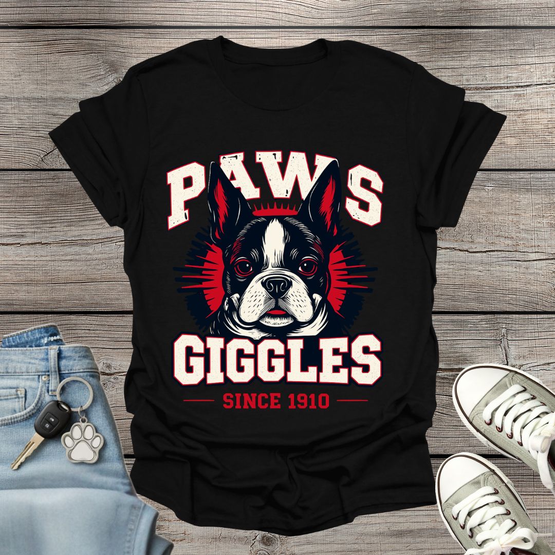Boston Terrier Paws Giggles T-Shirt