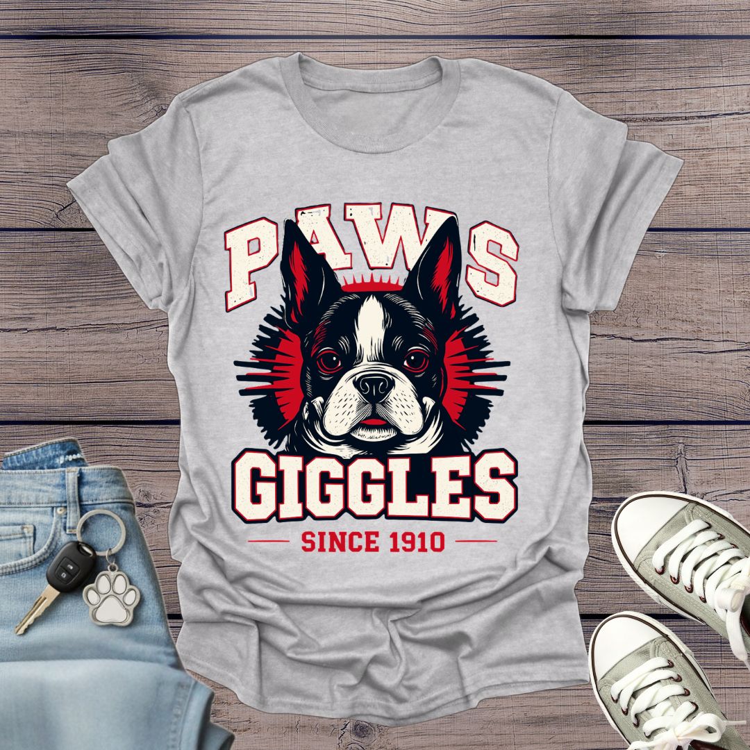 Boston Terrier Paws Giggles T-Shirt
