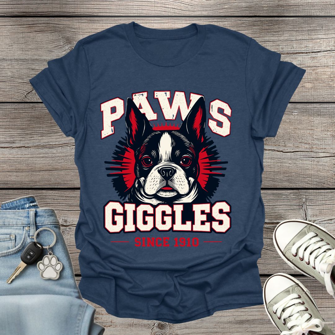 Boston Terrier Paws Giggles T-Shirt