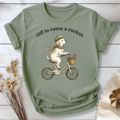 Off to Cause a Ruckus — Funny Dog Graphic, Vintage Style Dog Mom T-Shirt