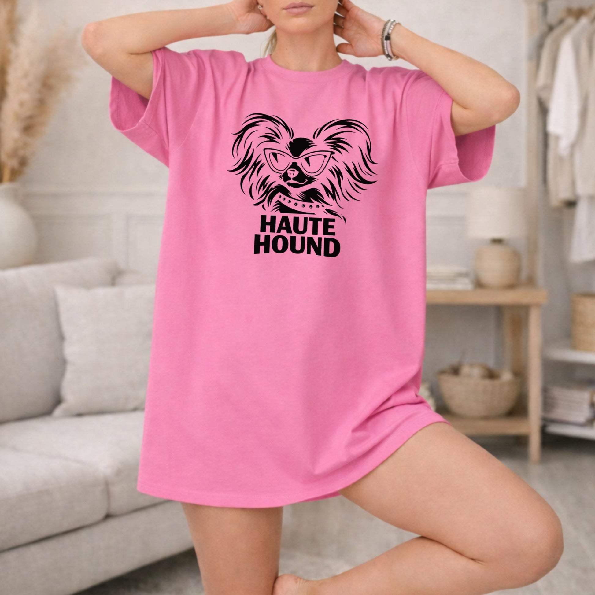 Haute Hound Graphic Print Pink Loose Fit Shirt