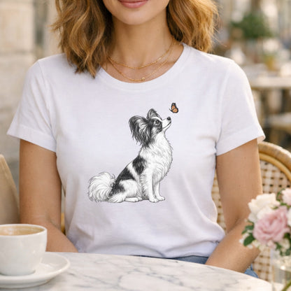 Cute Papillon Dog and Butterfly Women's T-Shirt