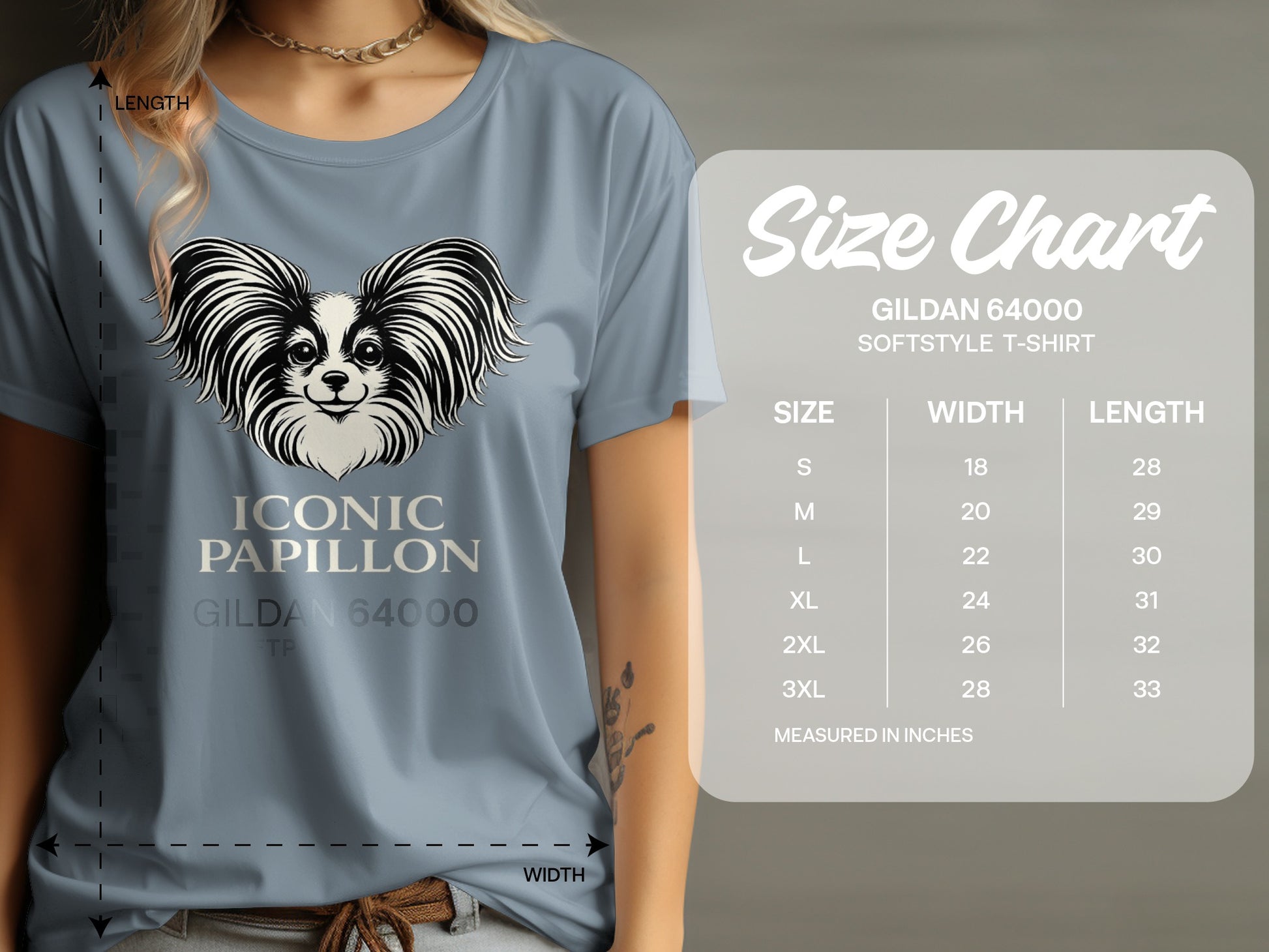 Iconic Papillon Graphic Gildan 64000 Softstyle Shirt