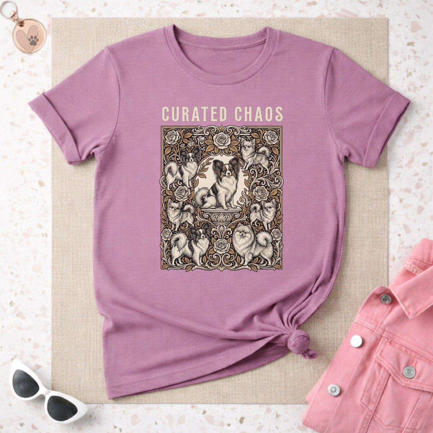 Curated Chaos Vintage Dog Print Graphic Tee shirt