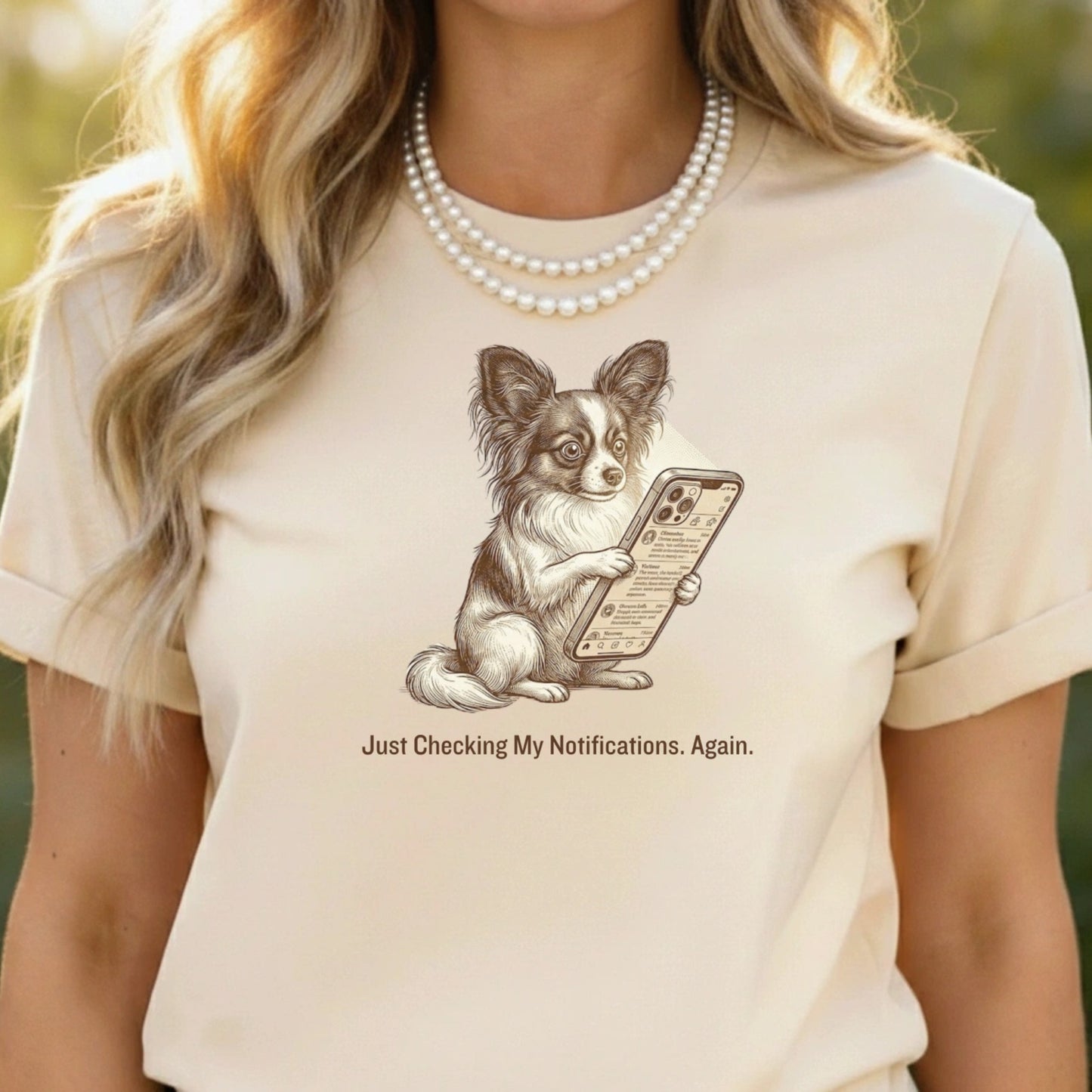 Funny Dog Just Checking My Notifications Again T-shirt
