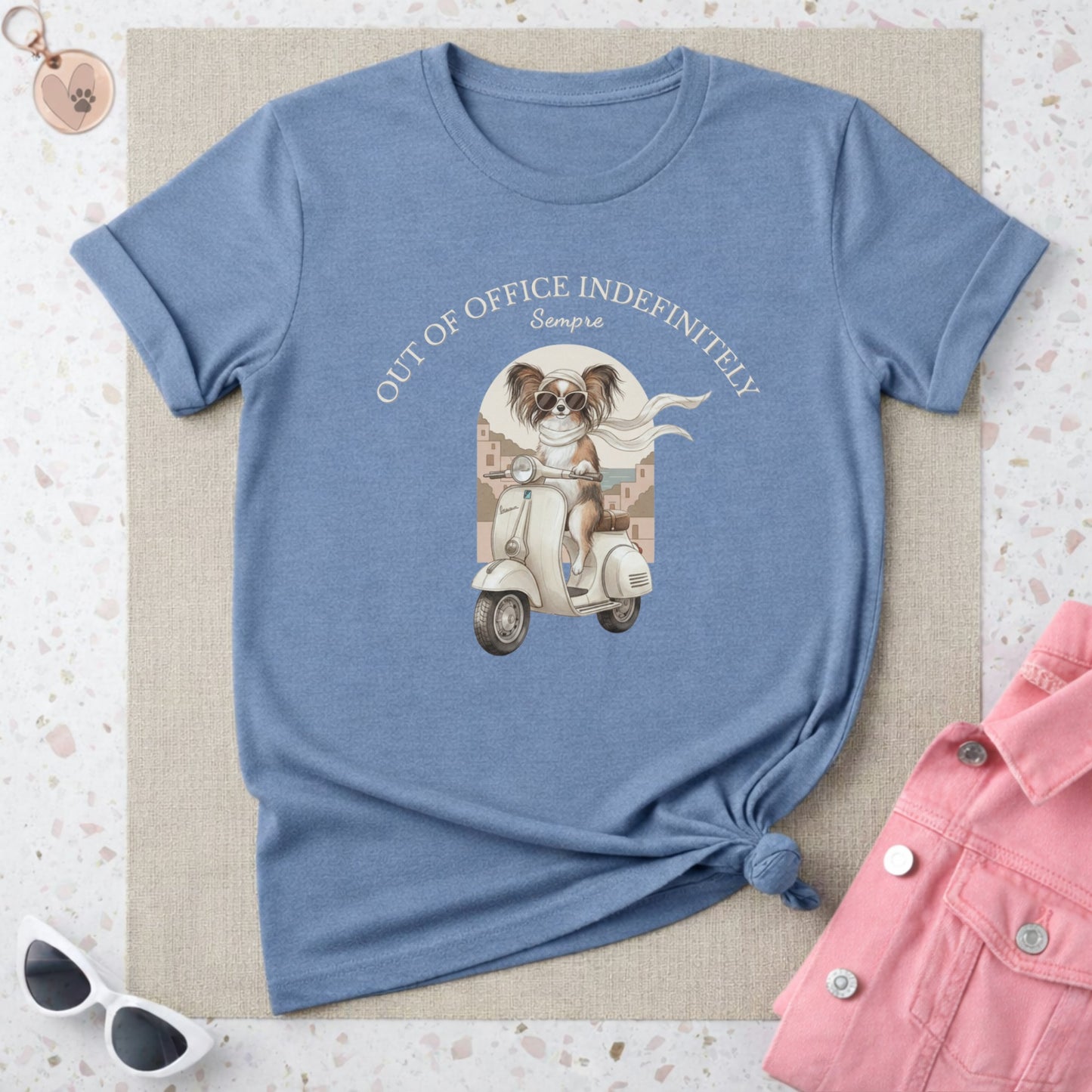 Out of Office Indefinitely Sempre Dog Riding Vespa Shirt