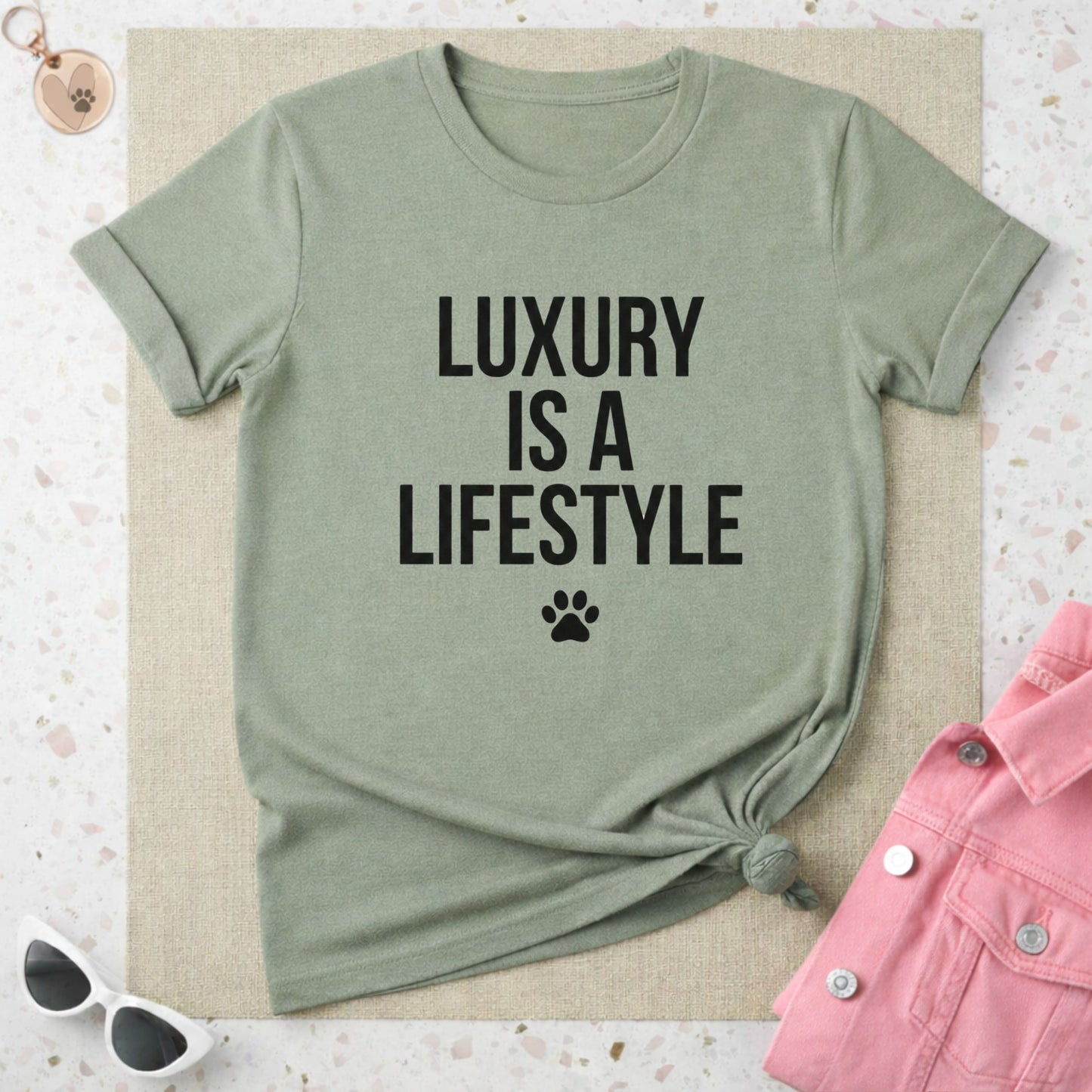 Luxury Is A Lifestyle T-Shirt With Paw Print Design