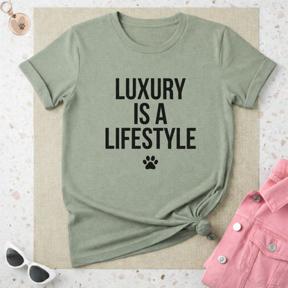 Luxury Is A Lifestyle T-Shirt With Paw Print Design