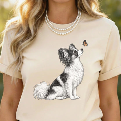 Cute Dog and Butterfly Graphic T-shirt for Women