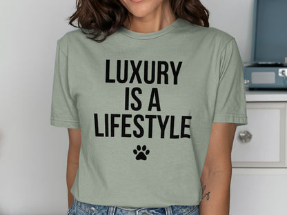 Luxury Is A Lifestyle Paw Print Graphic T-Shirt