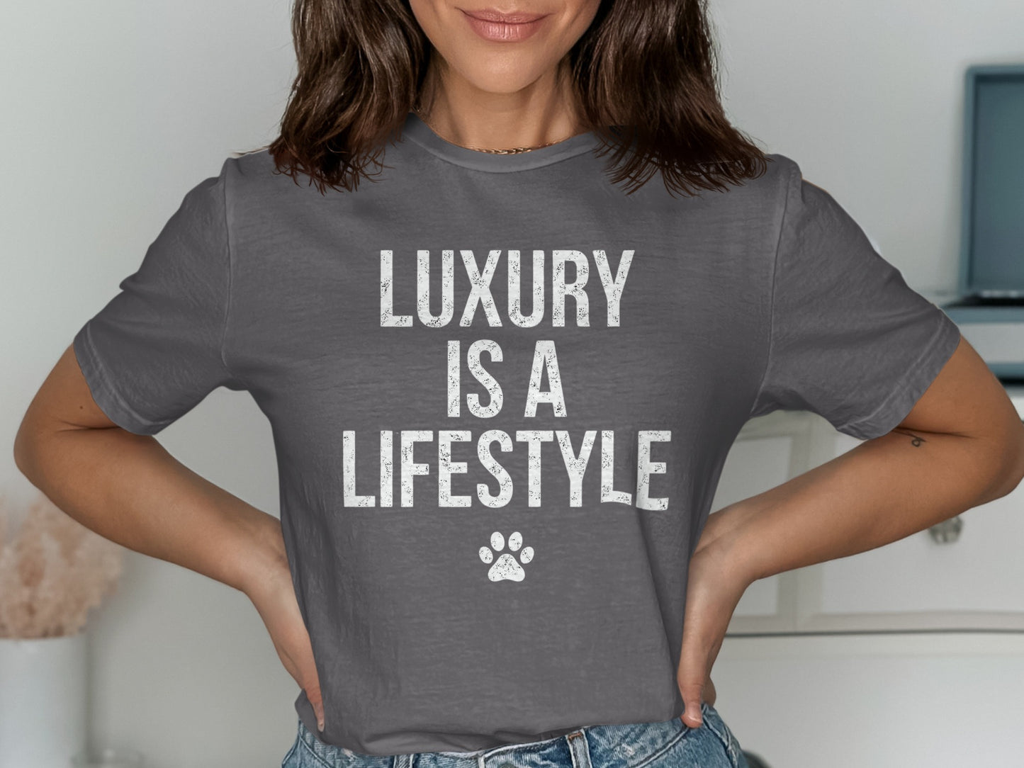 Luxury Is A Lifestyle Paw Print Graphic T-Shirt