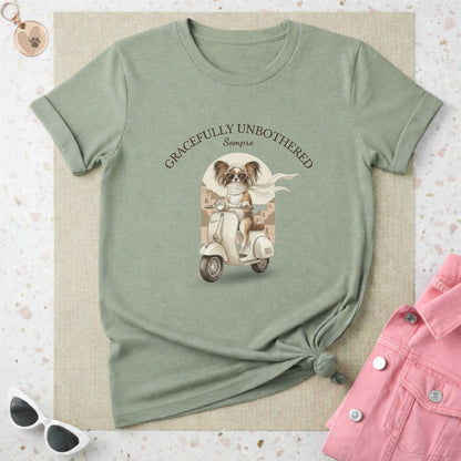 Gracefully Unbothered Sempre Dog Riding Scooter Shirt