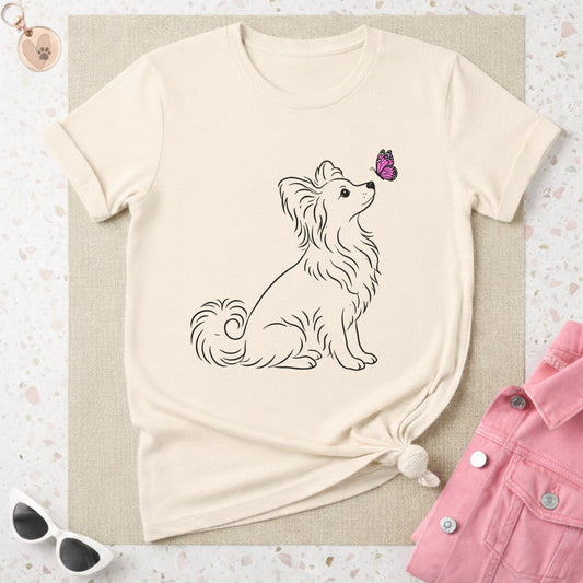 Cute Dog with Butterfly Graphic Women's T-Shirt