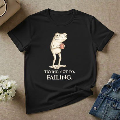 Frog Holding Mug Trying Not To Failing Graphic Tee