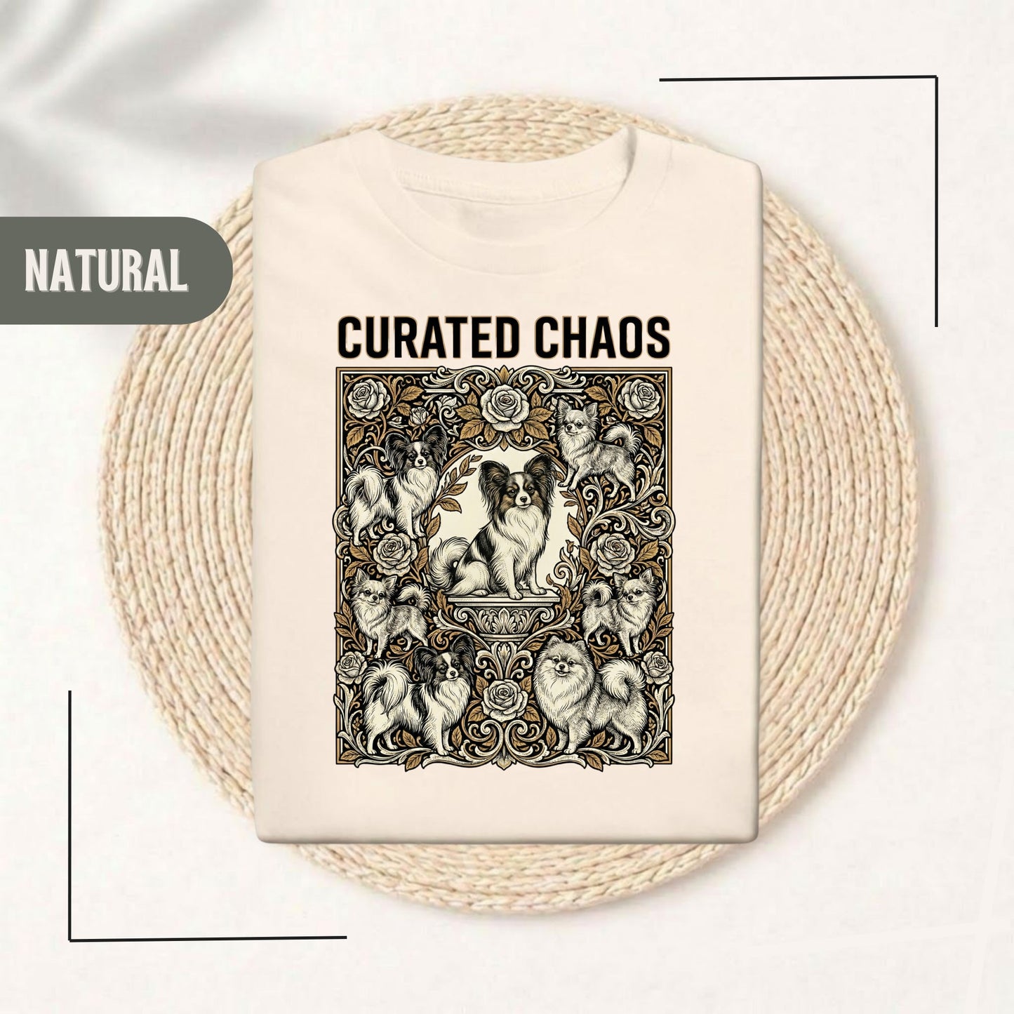 Curated Chaos Dog Print Natural Design Shirt
