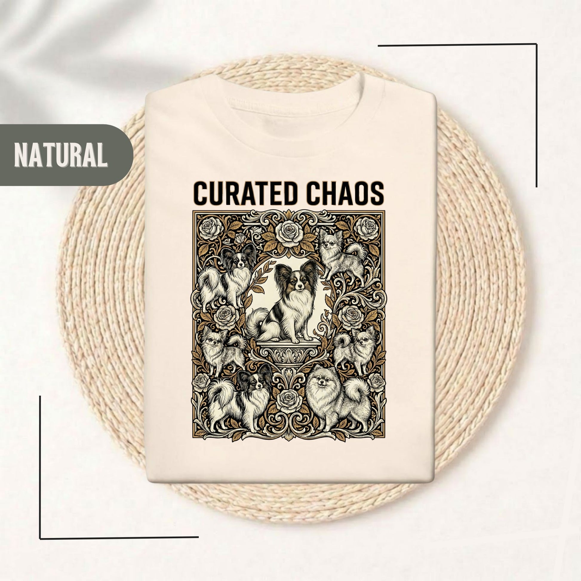 Curated Chaos Dog Print Natural Design Shirt