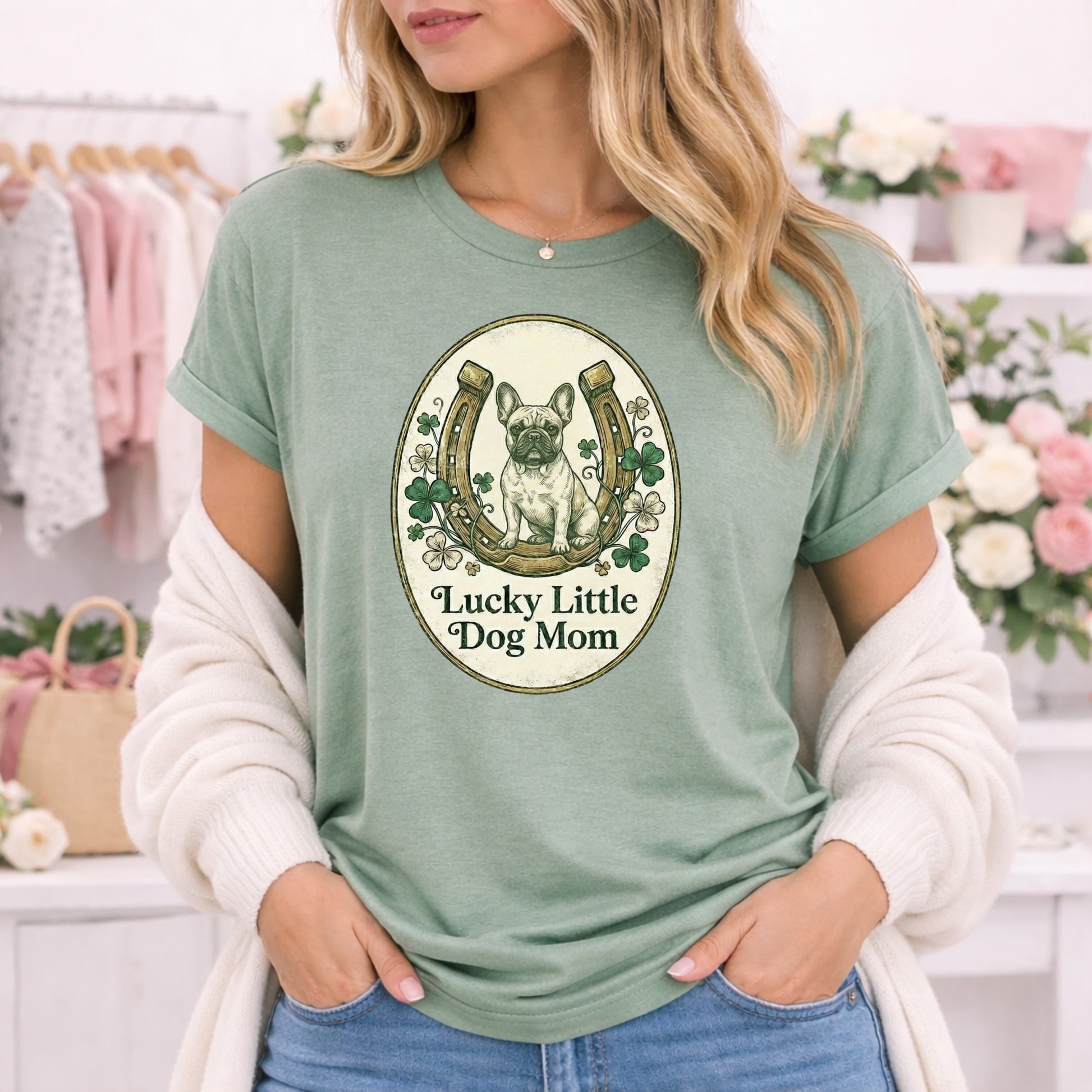 Lucky Little Dog Mom Graphic Women's T-Shirt