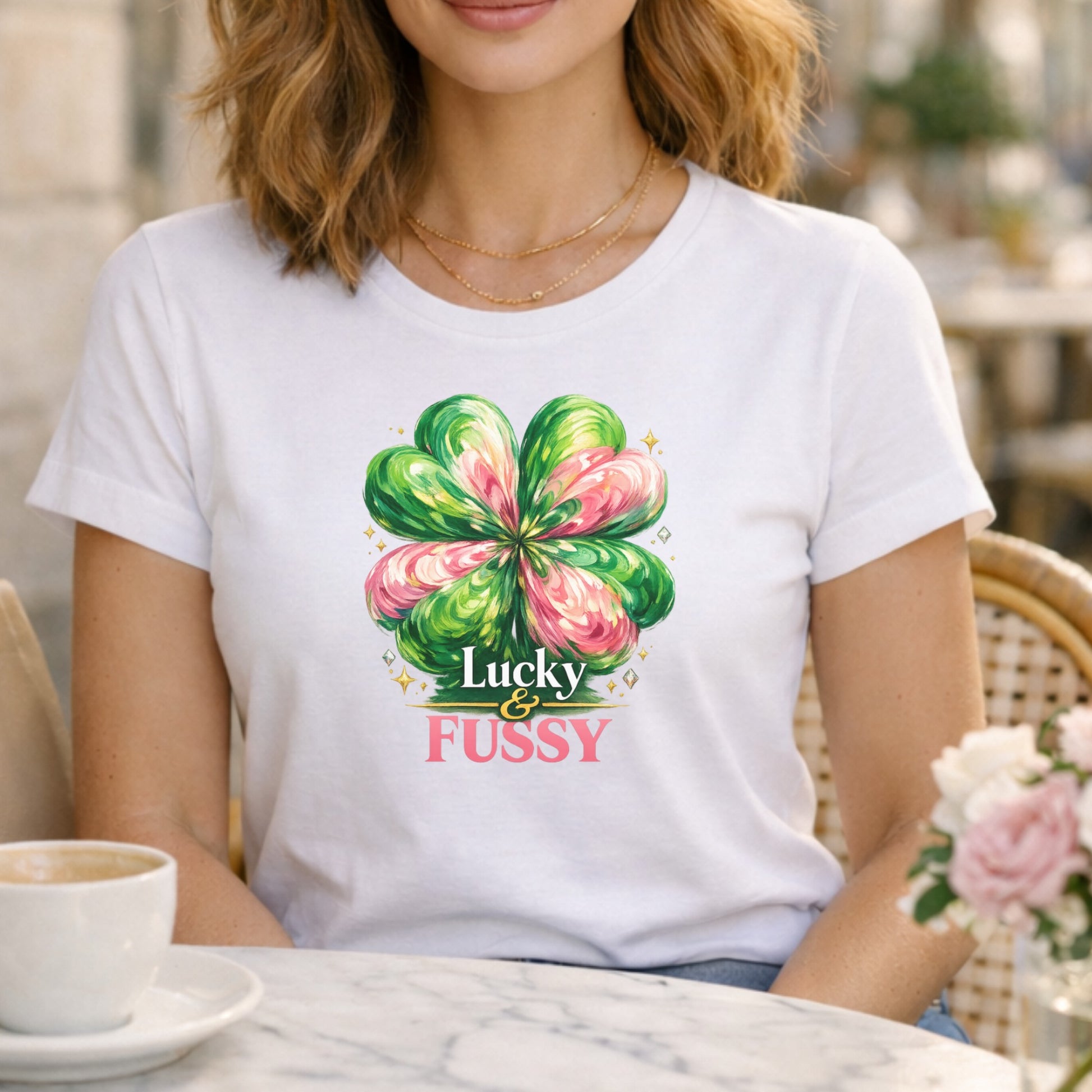 Lucky & Fussy Colorful Four-Leaf Clover Shirt
